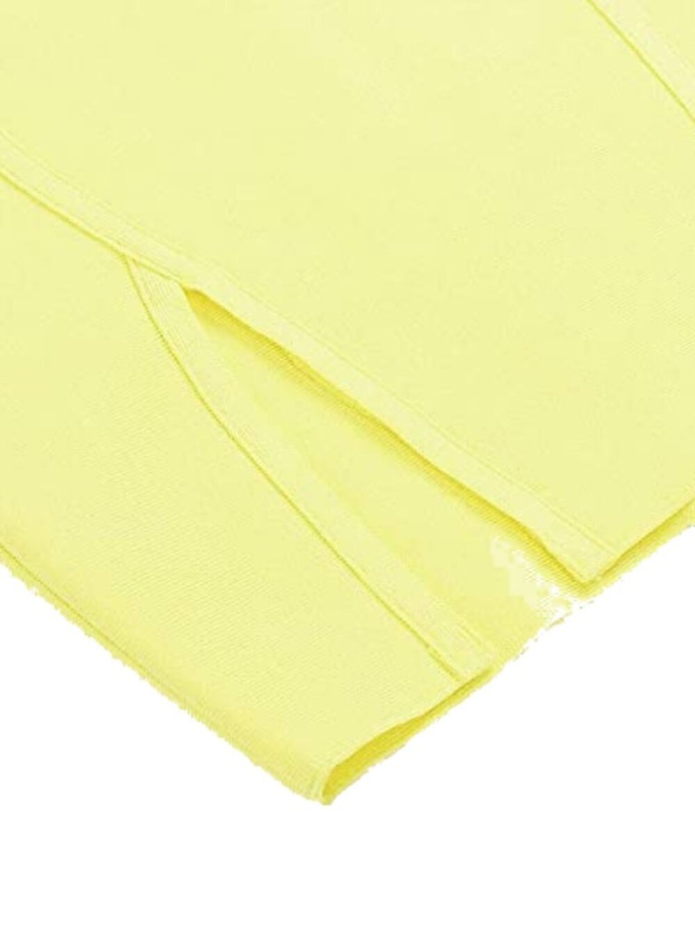 Yellow Wide Shoulder Strap Open Back Bandage Bodycon Deep V Dress | S & L - Picture 8 of 9